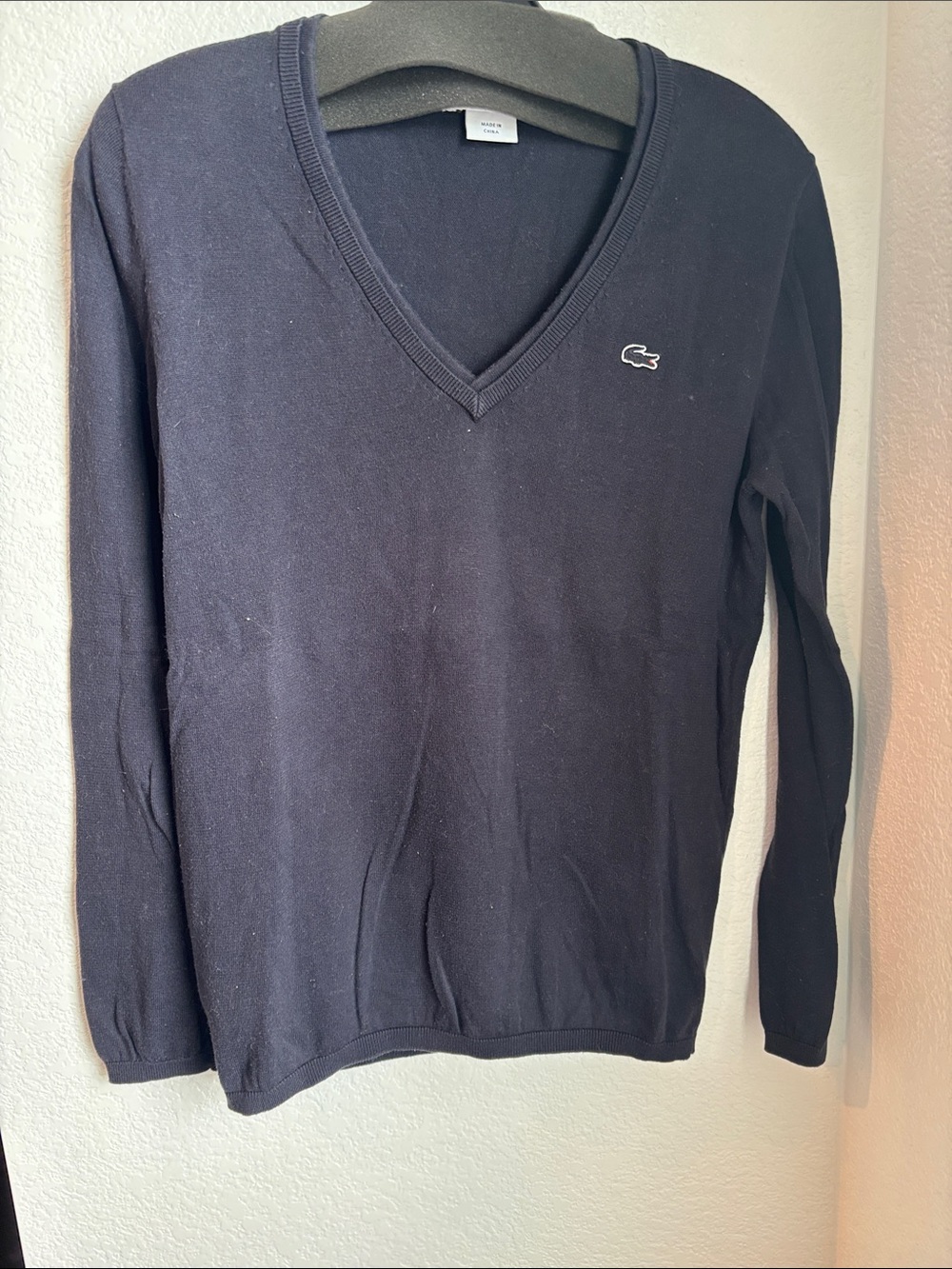 Lacoste black V-Neck Long Sleeve Sweater
